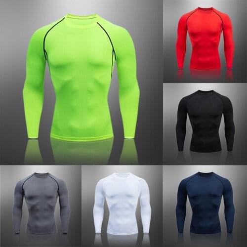 Four Seasons Running T-Shirt Long-Sleeve Gym Fitness Compression MMA Shirt Basketball Training Sports Tights Elastic Breathable