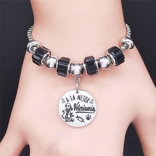 ALA MEJOR Stainless Steel Bracelet Charm Women Silver Color Bracelets Bangles Jewelry pulsera acero inoxidable mujer B3748S01