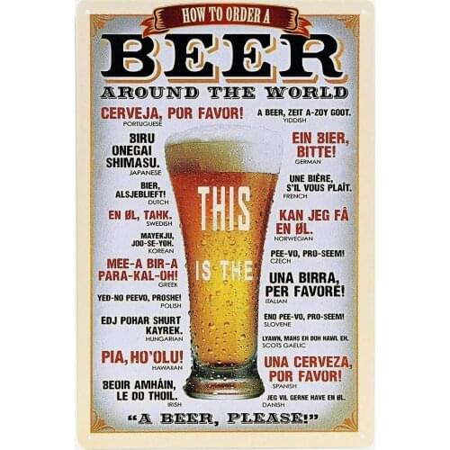 Tin Sign Fashionable Metal Tin Sign How to Order a Beer Around The World Wall Decor Sign 8x12 Inches