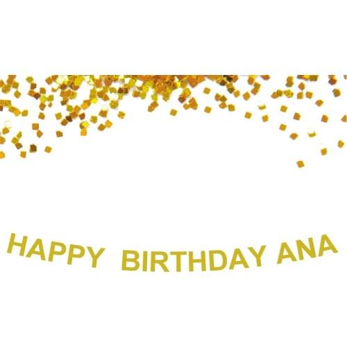 1 set Glitter Gold Birthday Party Banner Custom Name Happy Birthday+Your Name Banner For Birthday Party Backdrop Decoration