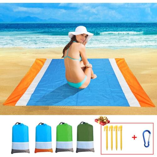 2x2.1m Waterproof No Sand Pocket Beach Towel Outdoor Picnic Camping Mat Portable Light Folding Mat Mattress Sand Free Beach Mat