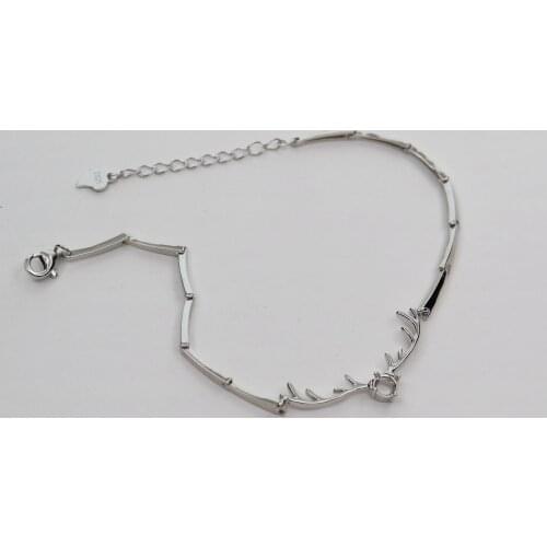 4MM Solid 925 Sterling Silver Rose Gold Round 4 Prongs Deer Horn Thick Gemstone DIY Bracelet Bezel Settings DIY 1900221