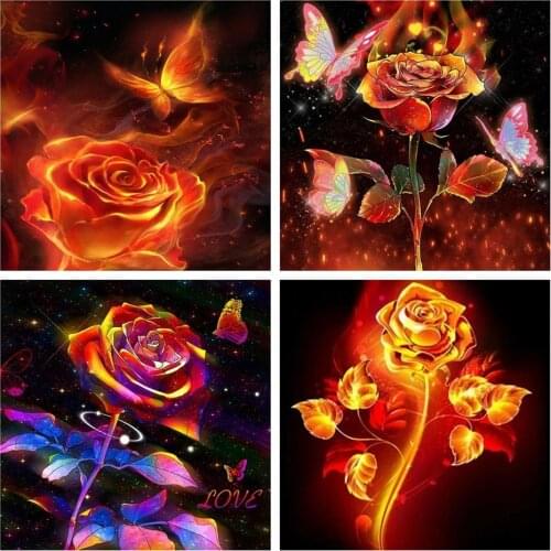 5D DIY Diamond Painting Full Square/Round Rhinestones Rose Butterfly Diamond Embroidery Mosaic 5D Flower Home Decor