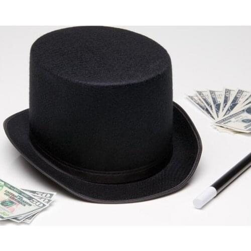 13CM/16CM Height Punk Black Hatter Top Hat Halloween Props Felt Hats Millinery/ Magician Magic Trick Cap AIC88