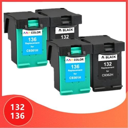 2Sets for hp 132 136 Ink Cartridge For HP132 for hp136 Photosmart 2573 C3183 1513 Officejet 6213 5443 D4163 pcs1513 Printer