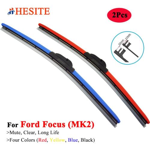 2Pcs Colorful Hybrid Frameless Wiper Blade For Ford Focus MK1 MK2 MK3 Silicone Rubber Windshield Wiper Auto Car Accessories Red