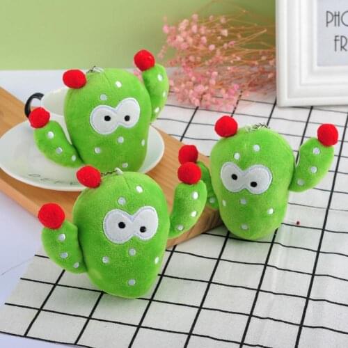 Decorative Stuffed Keychain Novel Large Eyes Cute Cactus Doll Plush Keychain Handbag Car Key Holder Bag Toys for Kids Girl Gift