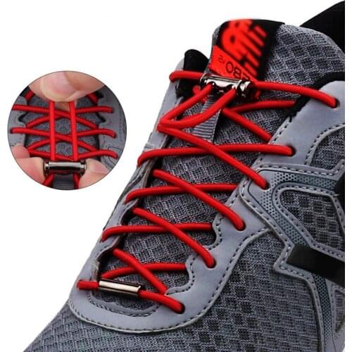1 Pair No Tie Shoe laces Elastic Shoelaces Round Metal Buckle Kids Adult Quick Lock Shoe lace Leisure Sneakers Lazy laces