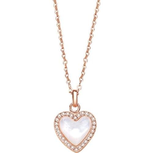 ESC3 S925 Peach Heart Necklace Female Sterling Silver Full of Diamonds Simple and Versatile Clavicle Chain Pendant