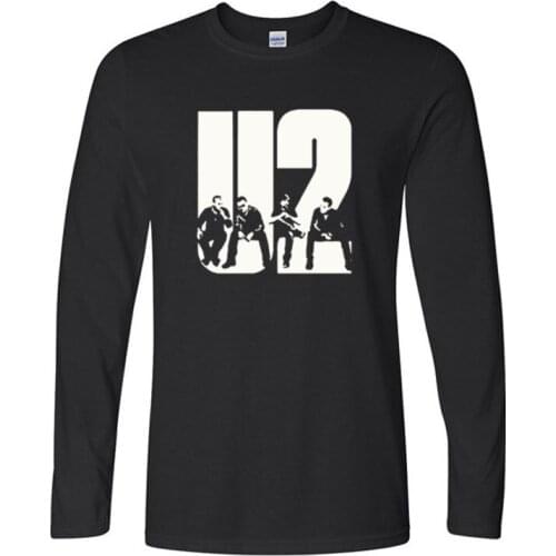 Boys Long Sleeve T-shirt round collar Lovely U2 band printing men Casual t shirt clothing Hip Hop Rock men Loose Size