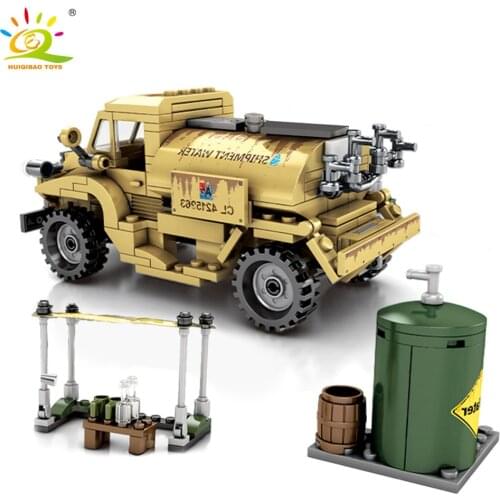 HUIQIBAO 284pcs Army Canada WW2 Truck Building Blocks For Children Military vehicle Soldier Figures bricks car TOYS