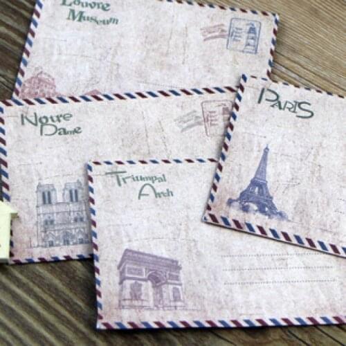 10pcs/pack kraft paper envelope set 4 different famous city building architecture printed design vintage style standard size