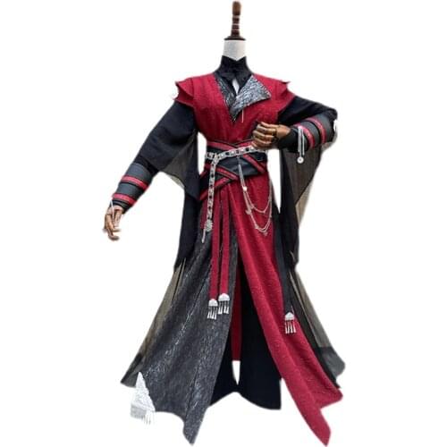 Anime Tian Guan Ci Fu Cosplay Hua Cheng Costume Blakc and Red Outfits Hanfu Full Set Heaven Officials Bless Huacheng Cos Suits