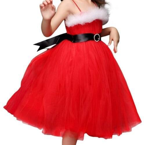 2-8 Years New Year family Girls Christmas Santa Claus Costume Knee-Length Dress birthday Party Set Gifts Toddler Cute Baby Red