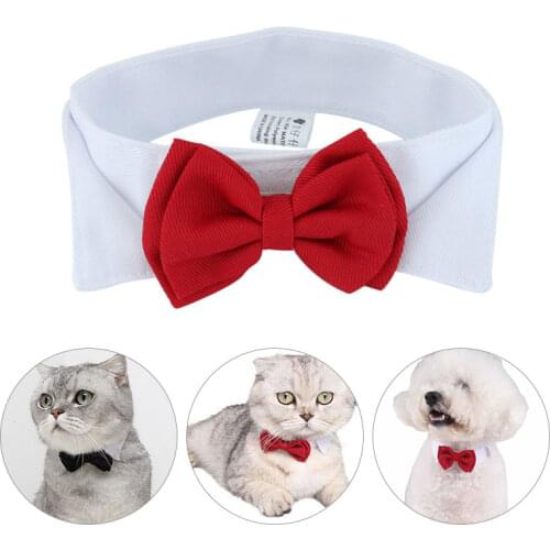 Cute Dog White Tie and Red Bow Dog Puppy Bow Tie Adjustable Necktie For Pet Kitten Dog Wedding Party Decoration Accessories