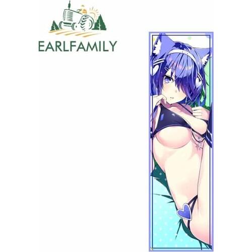 EARLFAMILY 13cm x 4.2cm For Anime Girl Laptop Decals Vinyl Material Car Stickers Funny Decal Waterproof Occlusion Scratch Decor