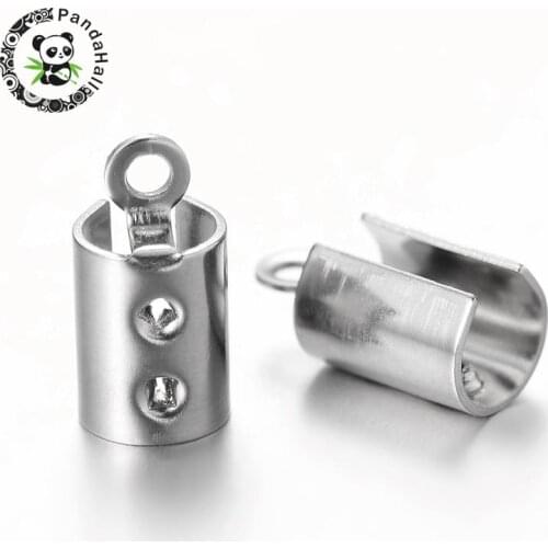 1000pcs 304 Stainless Steel Cord End for Jewelry Making DIY Bracelet Necklace Accessories Findings 11x5.5mm Hole: 1.5mm