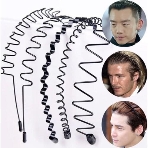Face Washing Hoop Unisex Simple Black Metal Hair Hoop Spring Wavy Wash Face Headband Multi-Style Metal Hair Hoop Hairband