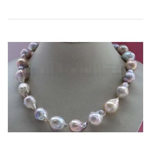 Natural 15-18mm Multicolor Baroque Edison Reborn Keshi Pearl necklace new ^Noble style Natural Fine jewe FREE SHIPPING