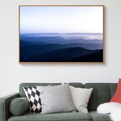 Scandinavian Style Landscape Painting Cloud Poster Natural Blue Sky Mountain Home Decoration Wall Painting Canvas Art Painting