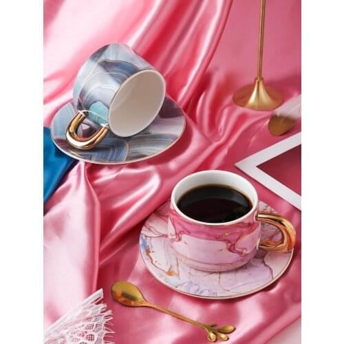 Valentines Day gift for girlfriend Ceramic Coffee Cup European Cup with spoon and dish set exquisite luxury Mug