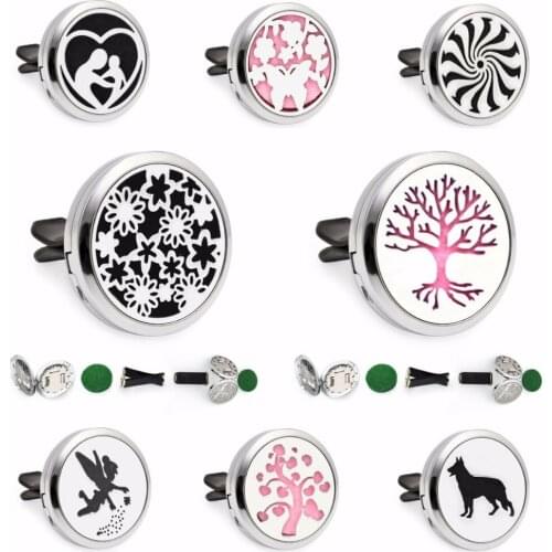 More option Diffuser locket removable Car Vent clip Flower dog butterfly Essential Oil Perfume locket Magnetic 10 Pads randomly