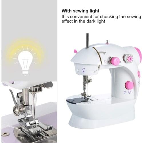 Adjustable Mini Sewing Machine Double Thread Portable Electric Household Multifunction Sewing Machin with Light US Plug