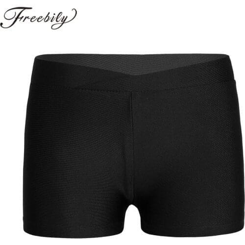 Kids Girls V-front Waistband Boy-cut Yoga Shorts Bottoms for Sports Gymnastic Workout Yoga Boyshort Dancing Childrens Shorts