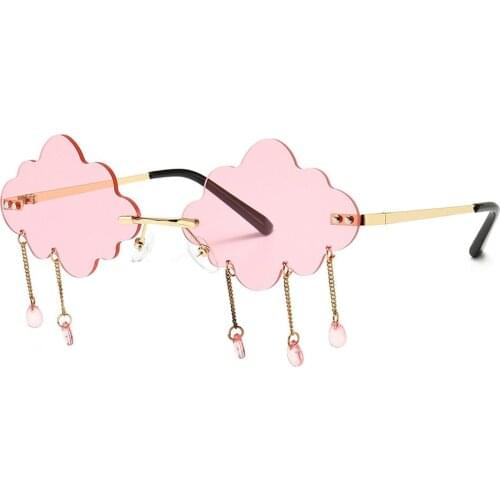 Vintage Clouds Tassel Steampunk Sunglasses Fashion Rimless Driving Glasses For Women And Men Frameless Punk Glasses