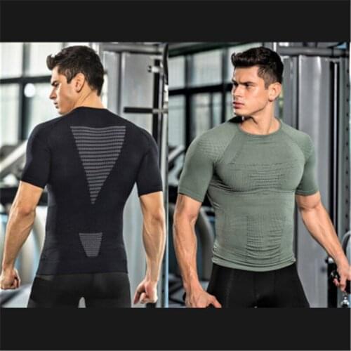 Fitness Sports T-Shirt For Men Black/Green/White Breathable Sweat Quick Dry Profesional Exercise Compression Short Sleeve Shirt