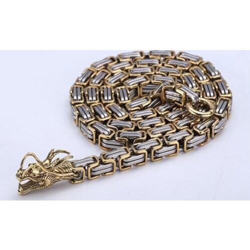 Tactical 101cm Steel Chain Outdoor Stainless Steel Dragon Head Bracelet Necklace Self Defense Protection Waist Hanging