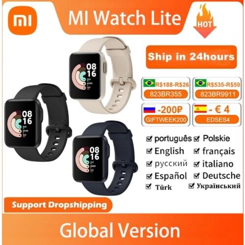 Global Version Xiaomi Mi Watch Lite Smart Watch GPS Bluetooth Mi Smartwatch 5ATM Waterproof Fitness Sleep Monitor Mi Watch Lite