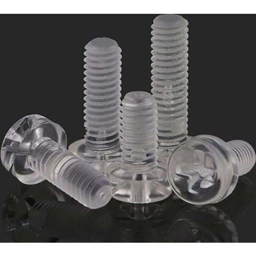 50Pcs/100Pcs Acrylic Clear Round Head Phillips Screw Bolts Plastic Nylon Pan Head Cross Machine Screws M3 M4 M5 M6