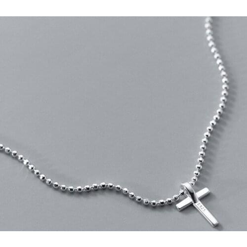 Enosola Classical Cross Simple Wild Pendant Personality Fashion 925 Sterling Silver Clavicle Bead Chain Female Necklace
