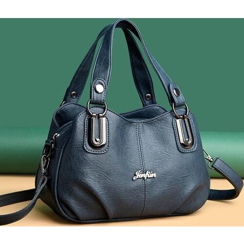 Female Leather Shoulder Bag Female New Three-Layer Main Bag Women Leather Handbags Soft Leather Casual Tote Bag High Quality