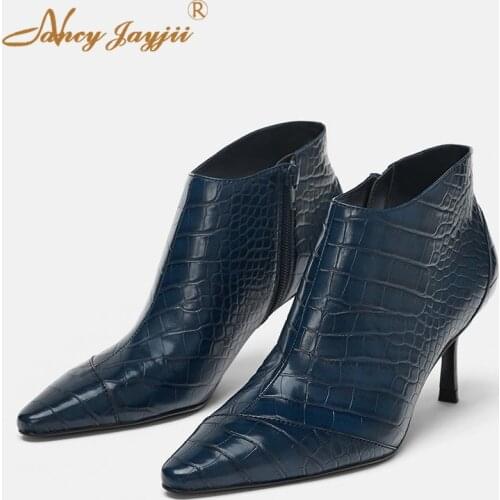 Spring/Autumn Women Adult Boots Ladies Shoes Solid Ankle Zipper Pointed Toe High Thin heels Concise Nancyjayjii Novelty 2019