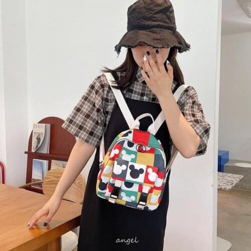 Women Backpack Cute Mickey Mouse Minnie Printing Travel Mochila Girl School Bag Waterproof Nylon Rucksack College Bookbag Female