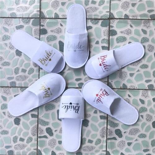 1 Pair Disposable Soft Slippers Team Bride Gift Wedding Decoration Team Bridesmaid Honor Hen Party Maid of Honor Single Girl-C