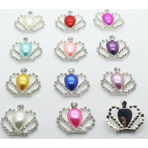 20Pcs Crown Rhinestone Buttons for Clothing Coat Buttons Wedding Bouquet Decoration Hair Bow DIY Craft Jewelry Accessory 38x36mm