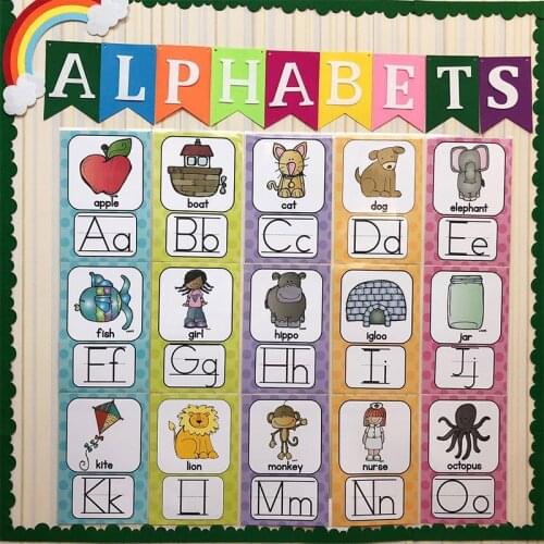 26 English Alphabets A4 Posters Kindergarten Classroom Decoration Baby Card Learn English Cards Kids Children Toys Gifts