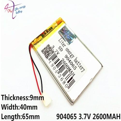 3.7V,2600mAH 904065 (polymer lithium ion / Li-ion battery ) Liter energy for Smart watch,GPS,mp3,mp4,cell phone,speaker
