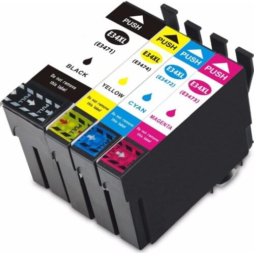 4PK Compatible Ink Cartridges for Epson 34XL T3471 T3472 T3473 T3474 WorkForce Pro WF-3720DWF WF-3725DWF