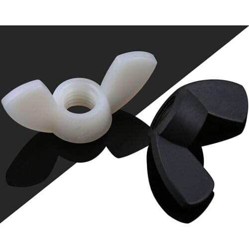 50/30/20/10/5pcsDIN315 Hand Tighten Black And White Nylon Nut Wingnut Butterfly Nut Ingot Plastic Wing Nuts M3 M4M5 M6M8 M10 M12