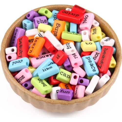 60pcs/lot candy color Rectangular Shape Multi-size Letter Word Beads Charms Bracelet For Jewelry Making Accessories