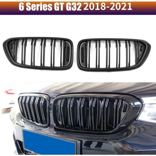 Car Matte Black Dual Slat Front Kidney Grilles Fit for BMW G32 6-Series GT 2018-2021