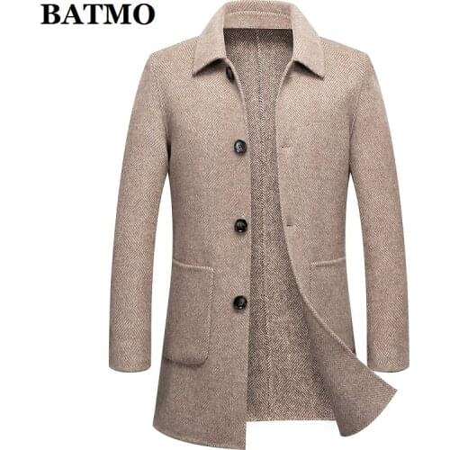 BATMO new arrival spring high quality wool trench coat men,mens wool casual jackets,plus-size M-XXXL 600