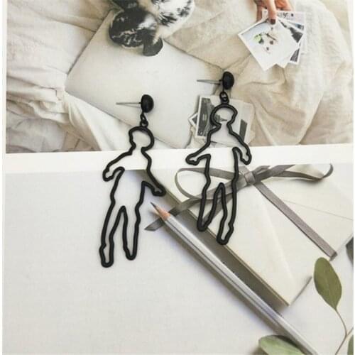 Timlee E258 Free shipping, New Exaggeration Long Human Body Outline Alloy Drop Earrings,Personality Jewelry Wholesale