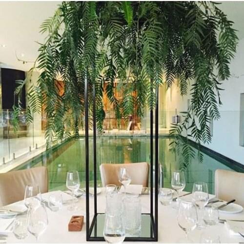 Free Metal Top Shelf + Matte black metal rectangular tall centerpiece / Geometric stand column /vase