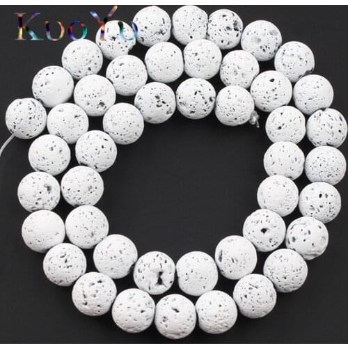 New Rubber White Lave Rock Stone Beads Round Loose Spacer Bead For Jewelry Making Natural Volcanic Bead Diy Bracelets 4/6/8/10MM
