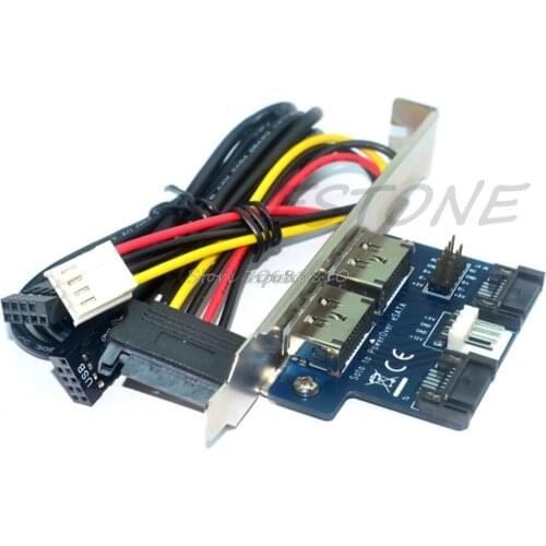 Dual Port SATA to Double Power Over 12V ESATA+5V Adapter Convert Expansion Card Whosale&Dropship